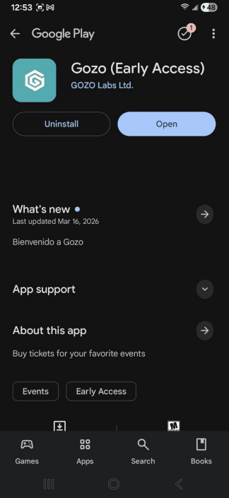 Paso 1: Abre la aplicación de GOZO en Google Play